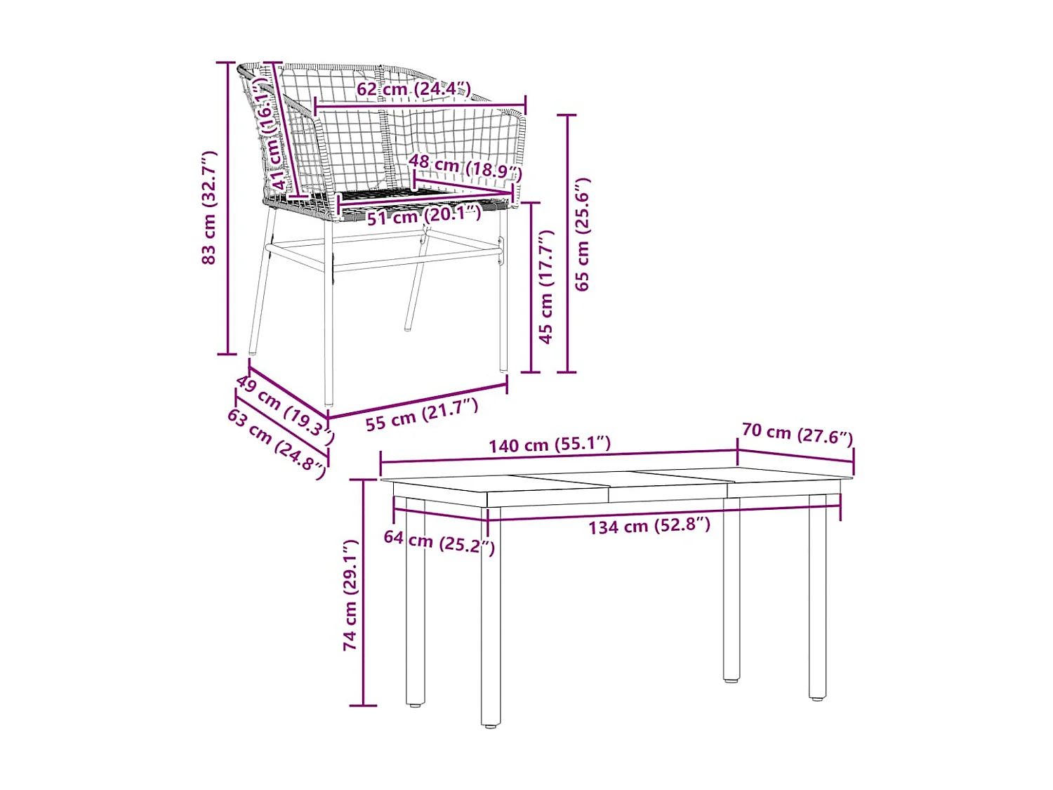 Ensemble à manger de jardin 5 pièces noir résine tressée verre