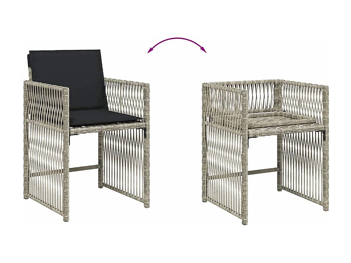 Set comedor de jardín 9 piezas cojines ratán sintético gris claro