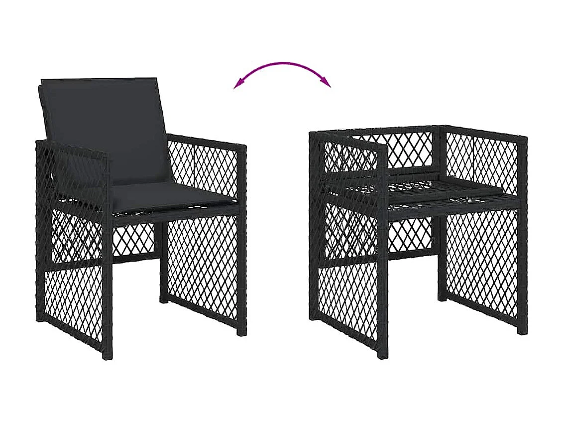 Set de comedor jardín 11 piezas con cojines ratán sintético negro