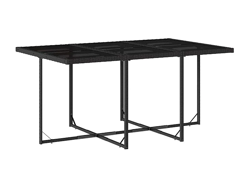 Set de comedor jardín 11 piezas con cojines ratán sintético negro