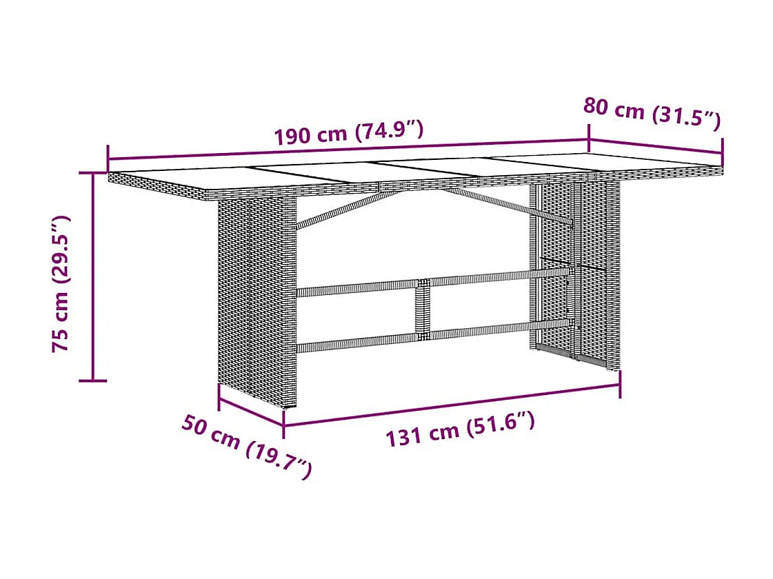 Set comedor para jardín 9 piezas y cojines ratán sintético marrón