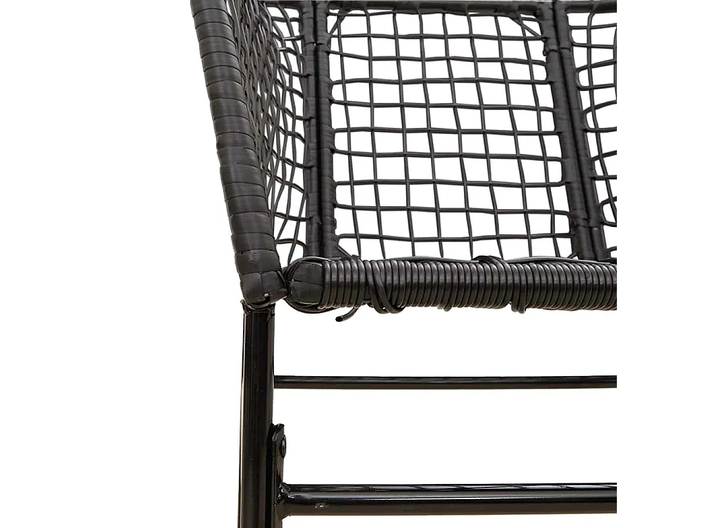 Ensemble à manger de jardin 5 pièces noir résine tressée verre