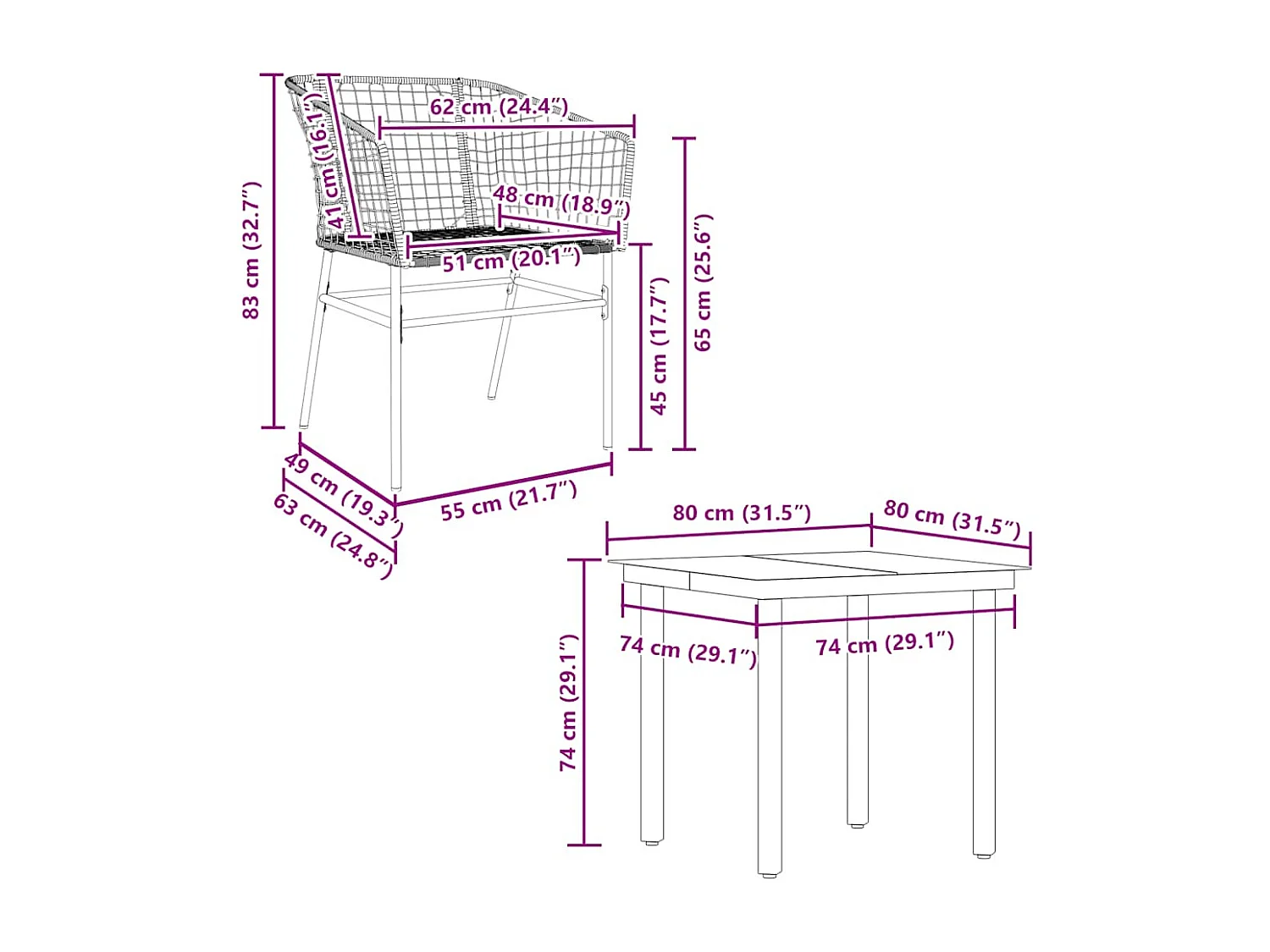 Ensemble à manger de jardin 5 pièces noir résine tressée verre