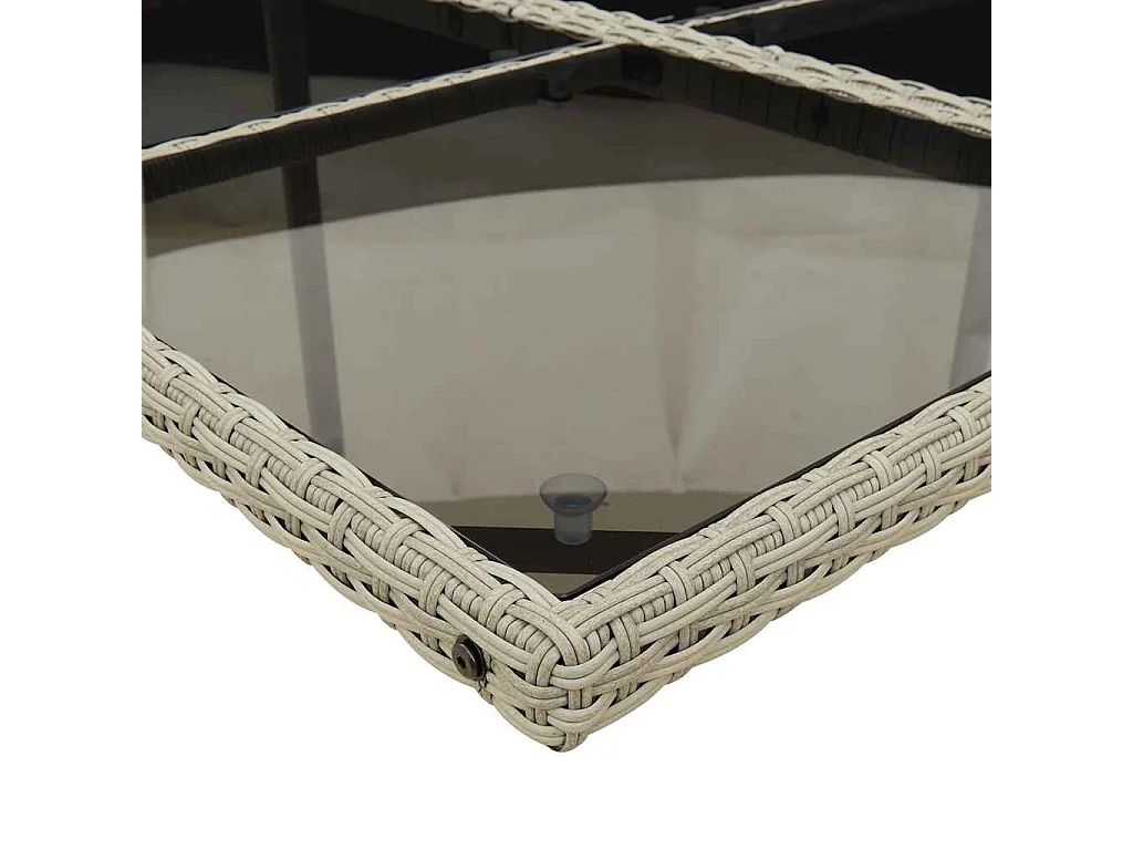 Set de comedor de jardín 11 piezas y cojines ratán sintético gris