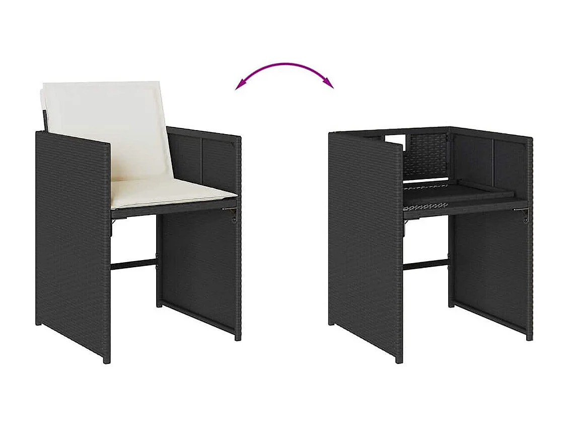 Set de comedor jardín 11 piezas con cojines ratán sintético negro