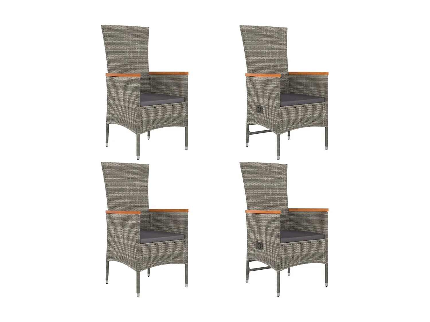 Set comedor de jardín 5 piezas con cojines ratán sintético gris