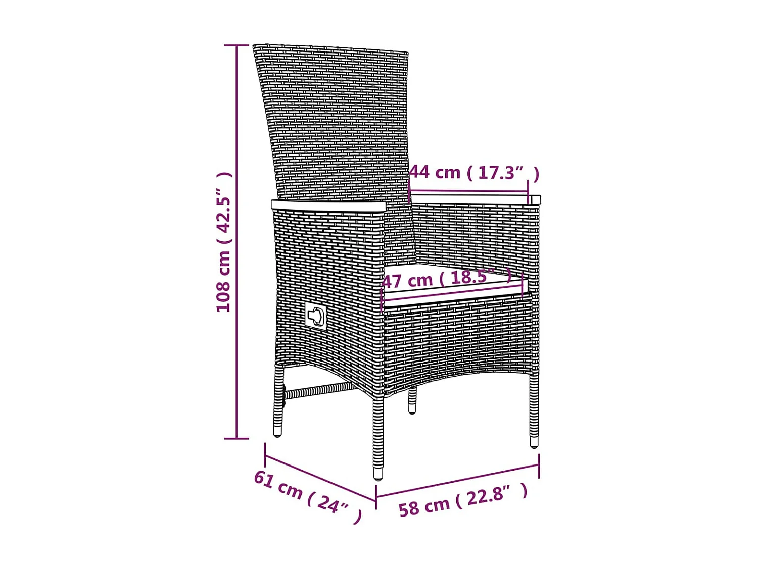 Set comedor de jardín 5 piezas con cojines ratán sintético gris
