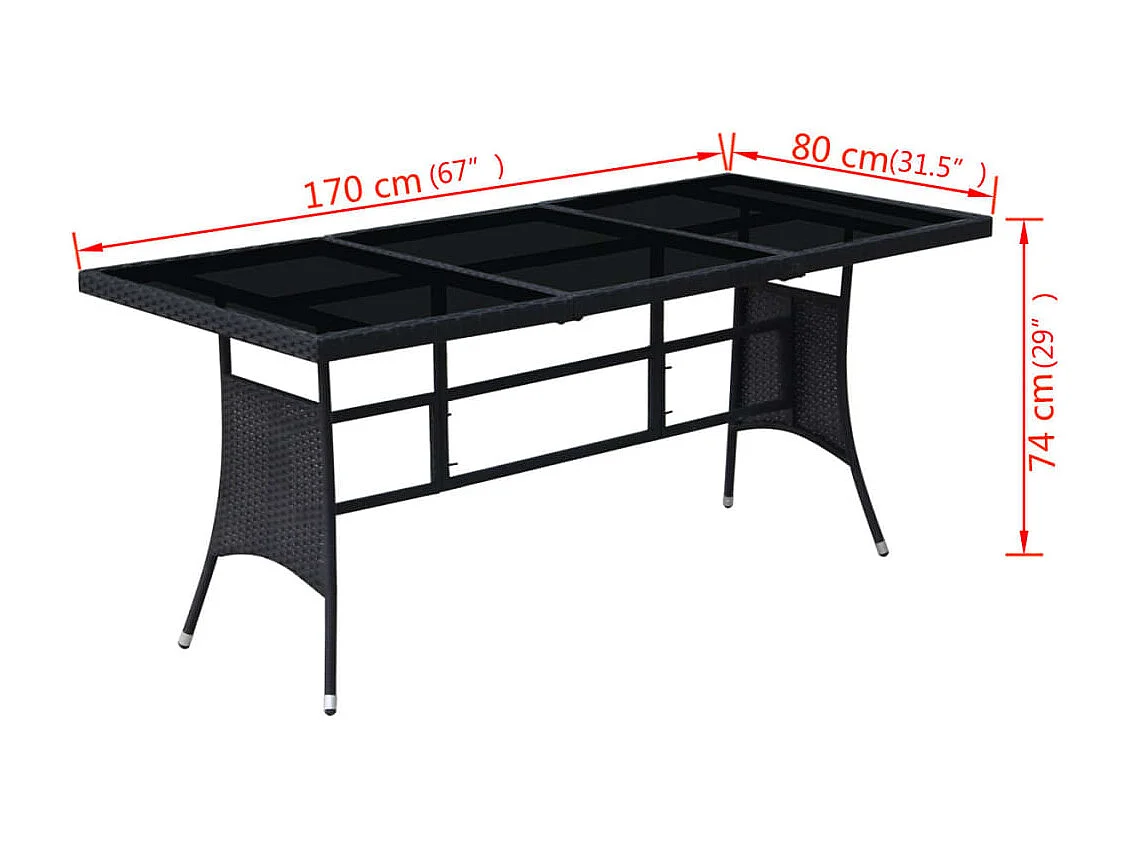 Ensemble à manger d'extérieur 9 pièces coussins résine tressée noir