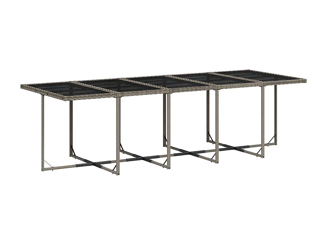 Set comedor de jardín con cojines 13 piezas ratán sintético gris