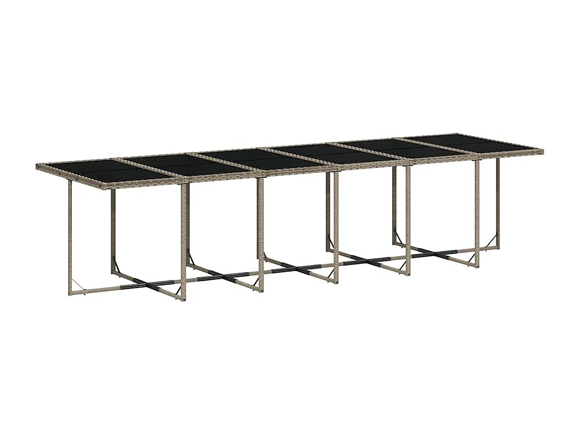 Set comedor de jardín 17 piezas y cojines ratán sintético gris