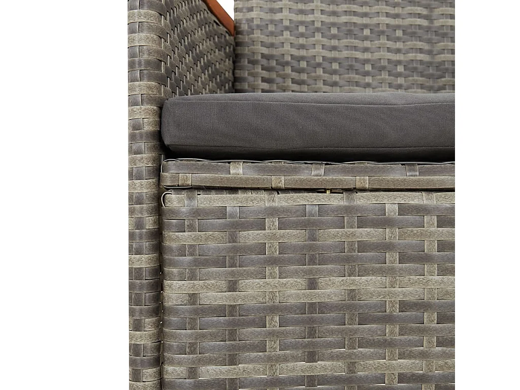 Set comedor de jardín 5 piezas con cojines ratán sintético gris