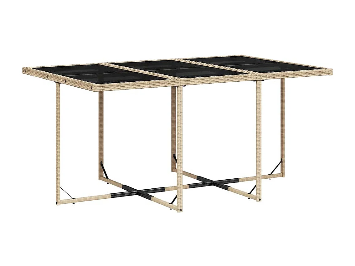 Set comedor de jardín 11 piezas con cojines ratán sintético beige