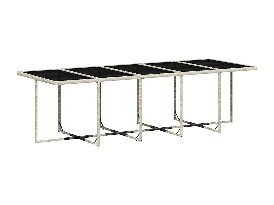 Set comedor jardín y cojines 15 piezas ratán sintético gris claro