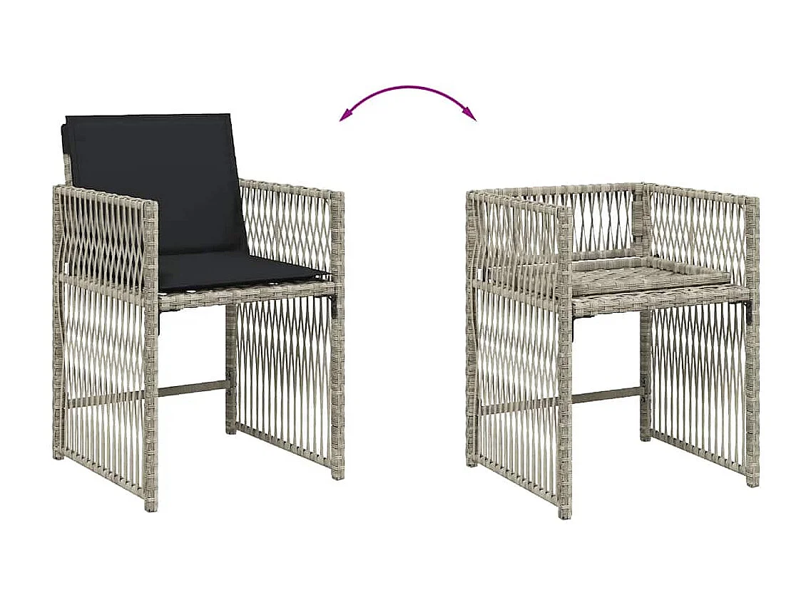 Set comedor jardín y cojines 15 piezas ratán sintético gris claro