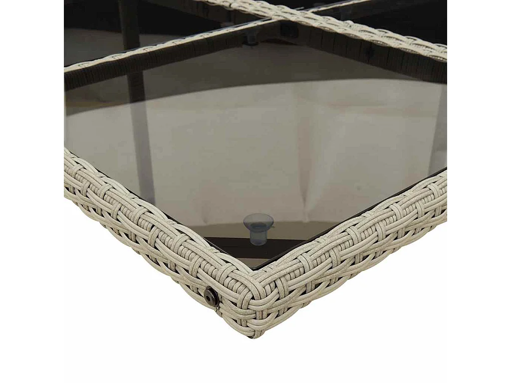 Set comedor jardín y cojines 15 piezas ratán sintético gris claro