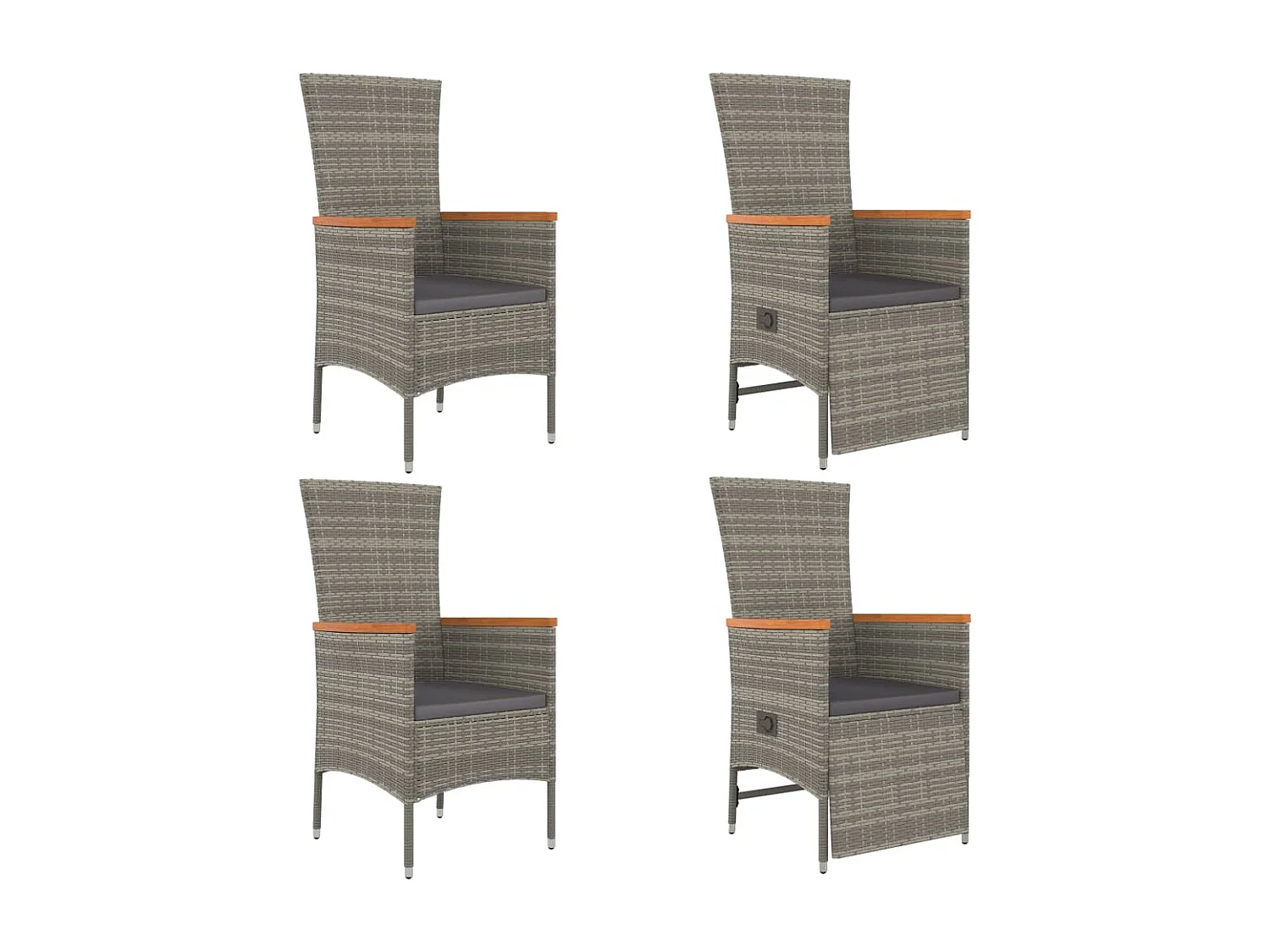 Set comedor de jardín 5 piezas con cojines ratán sintético gris