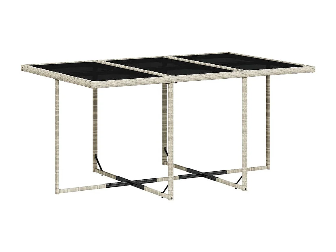 Set de comedor de jardín 11 piezas y cojines ratán sintético gris