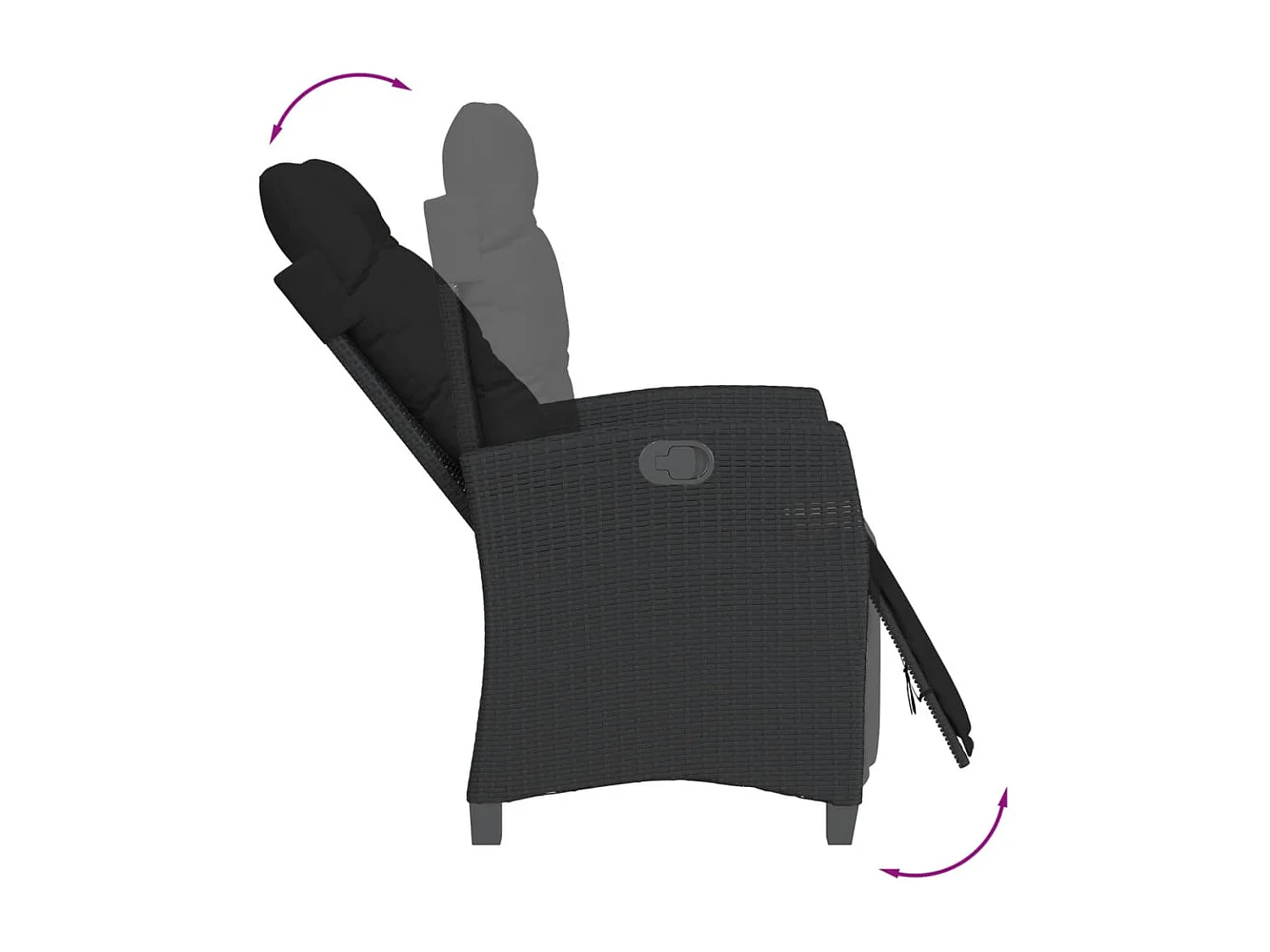 Set de muebles jardín 5 piezas con cojines ratán sintético negro