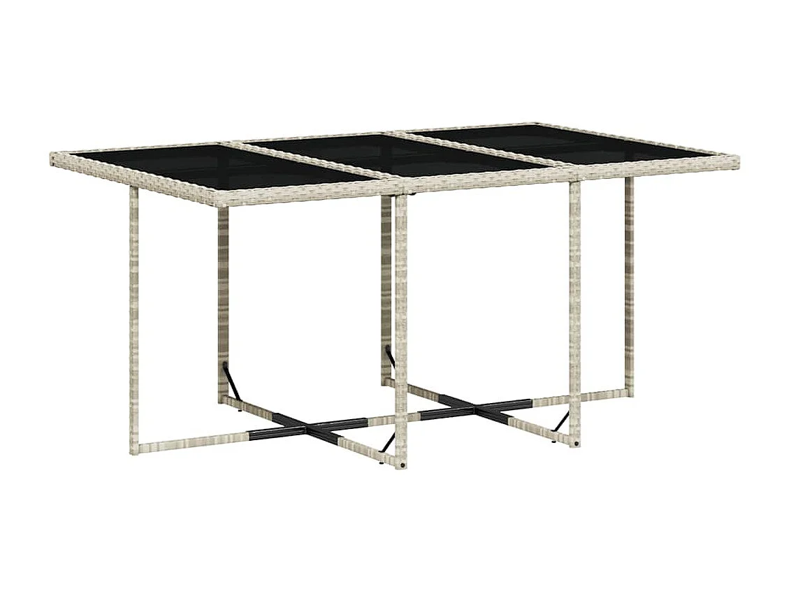 Set de comedor de jardín 11 piezas y cojines ratán sintético gris