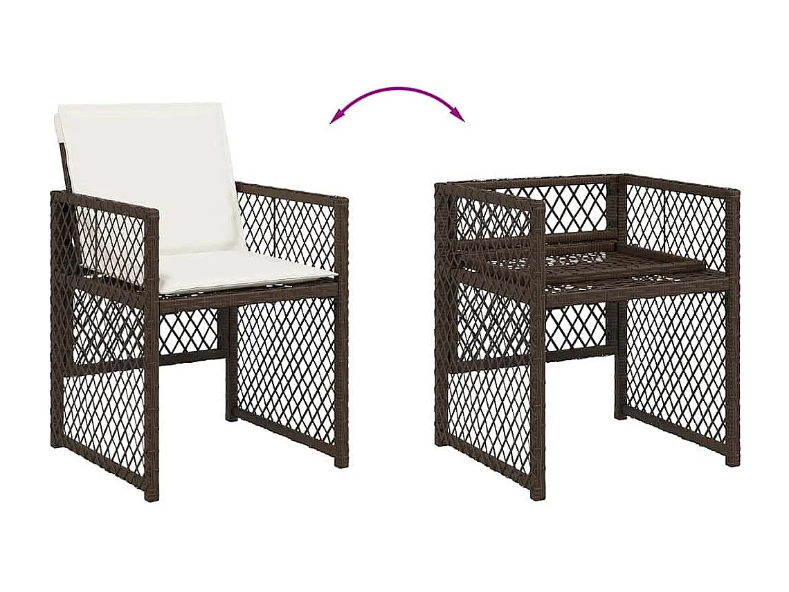 Set muebles de jardín 13 piezas y cojines ratán sintético marrón