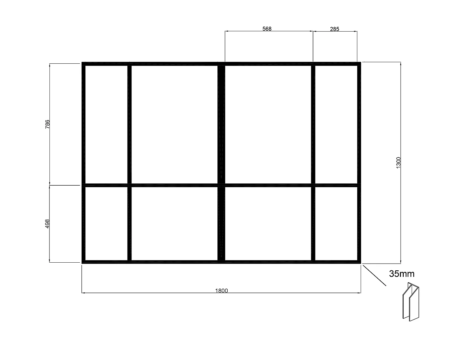 Verrière atelier design en aluminium thermolaqué - L180 x H130 - TONIBA