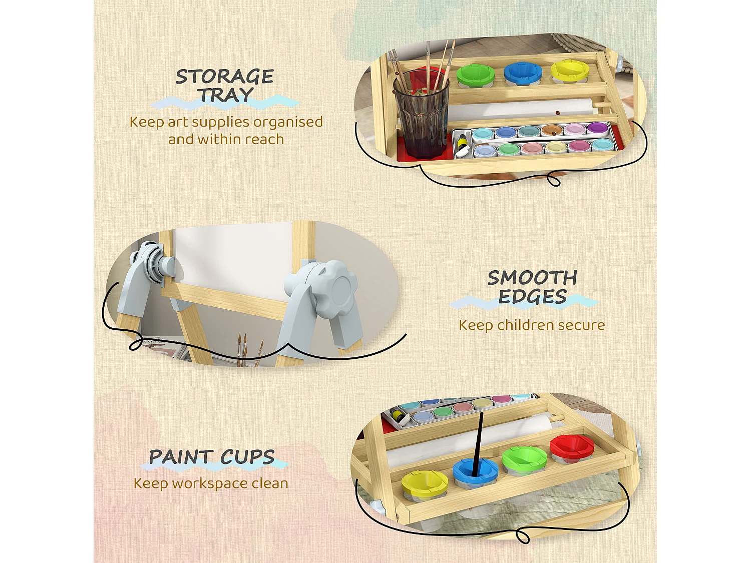 Cavalletto per bambini con doppia lavagna per gesso e pennarelli