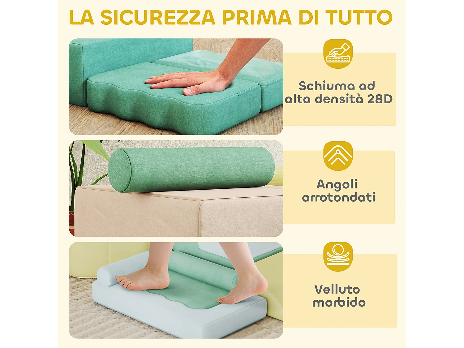 Set 15 blocchi morbidi per bambini modulabili con 200 palline