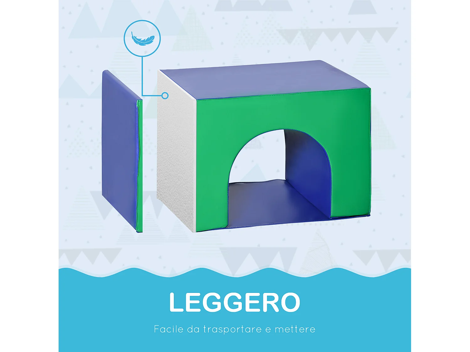 Set da gioco per bambini 1-3 anni da 7 blocchi in pu e epe multicolore