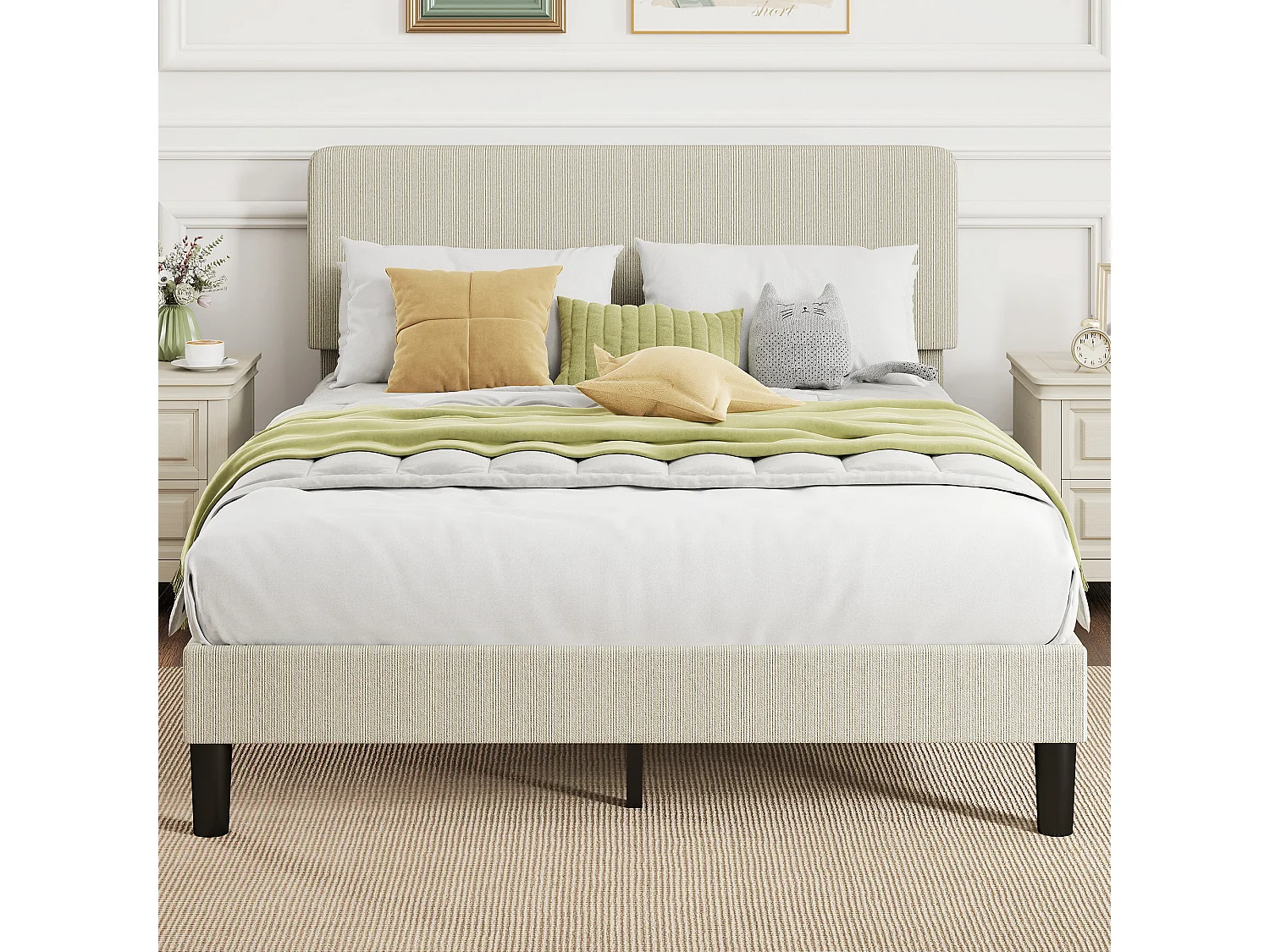 Struttura letto 140x200 cm con testiera imbottita regolabile grigio