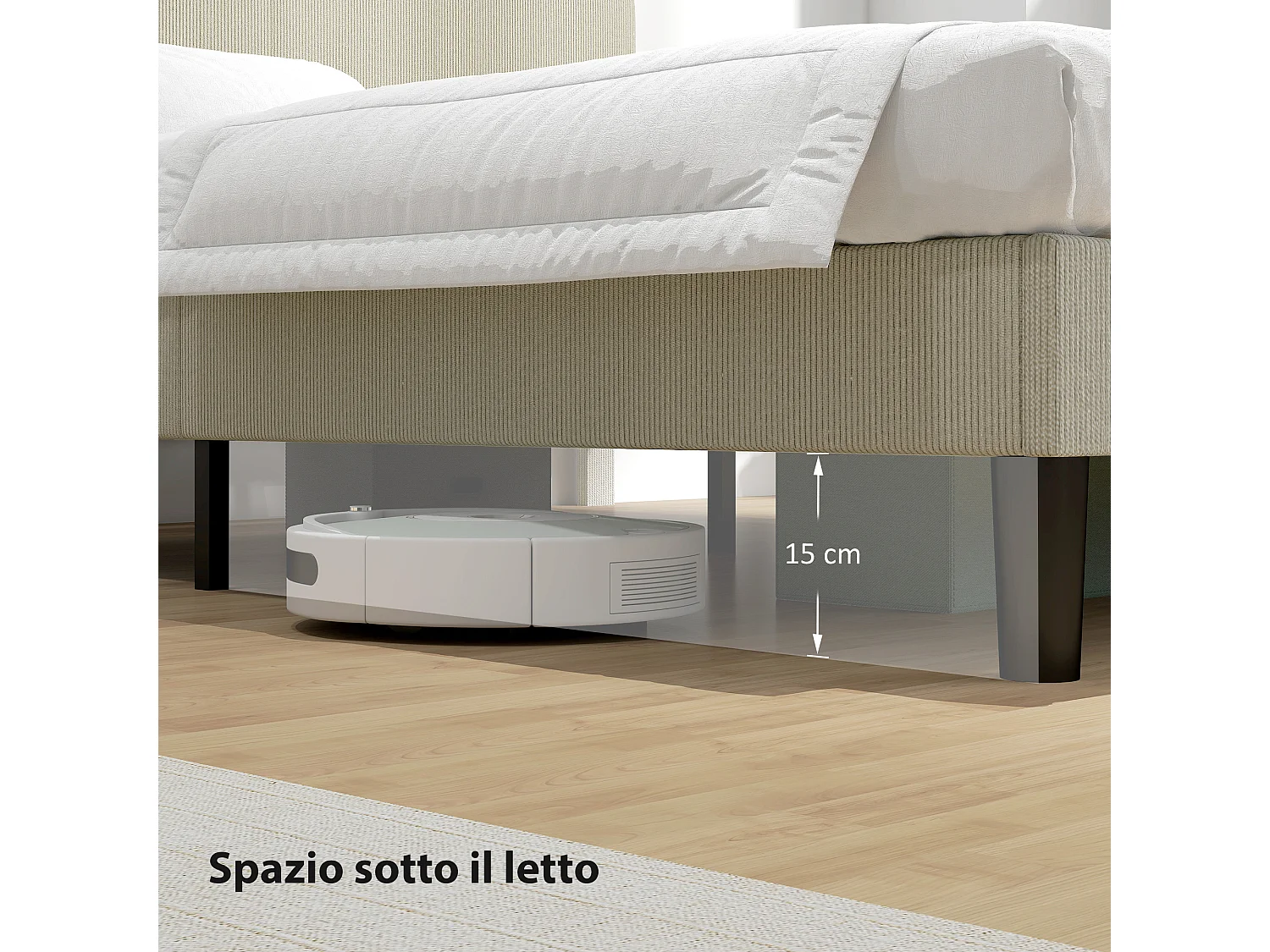 Struttura letto 140x200 cm con testiera imbottita regolabile grigio