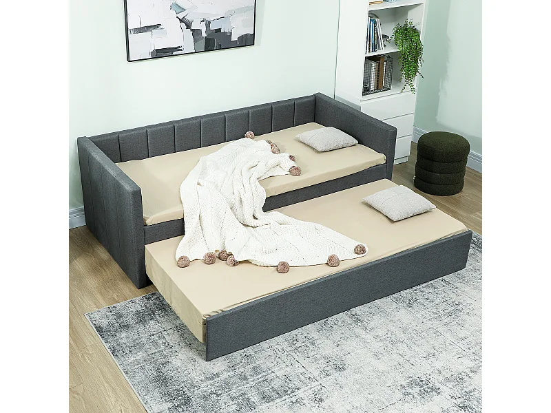 Divano letto singolo con secondo letto estraibile grigio scuro