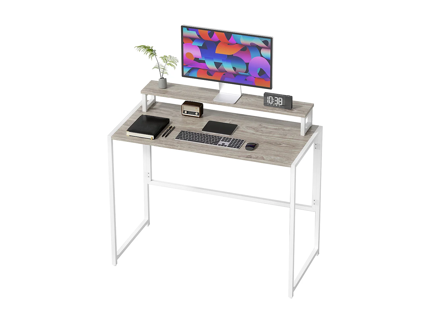Scrivania pieghevole con stand per monitor rimovibile colore legno