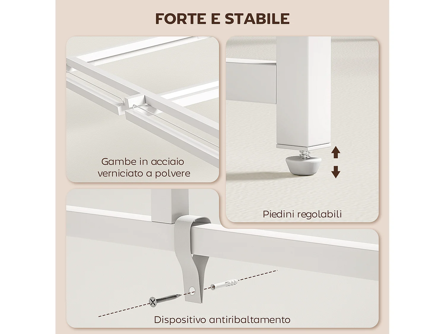 Scrivania pieghevole con stand per monitor rimovibile colore legno