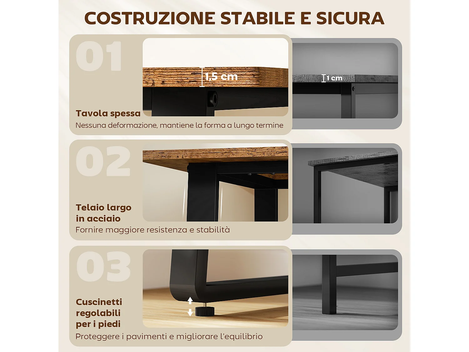 Scrivania per camera stile industriale in legno e acciaio nero marrone