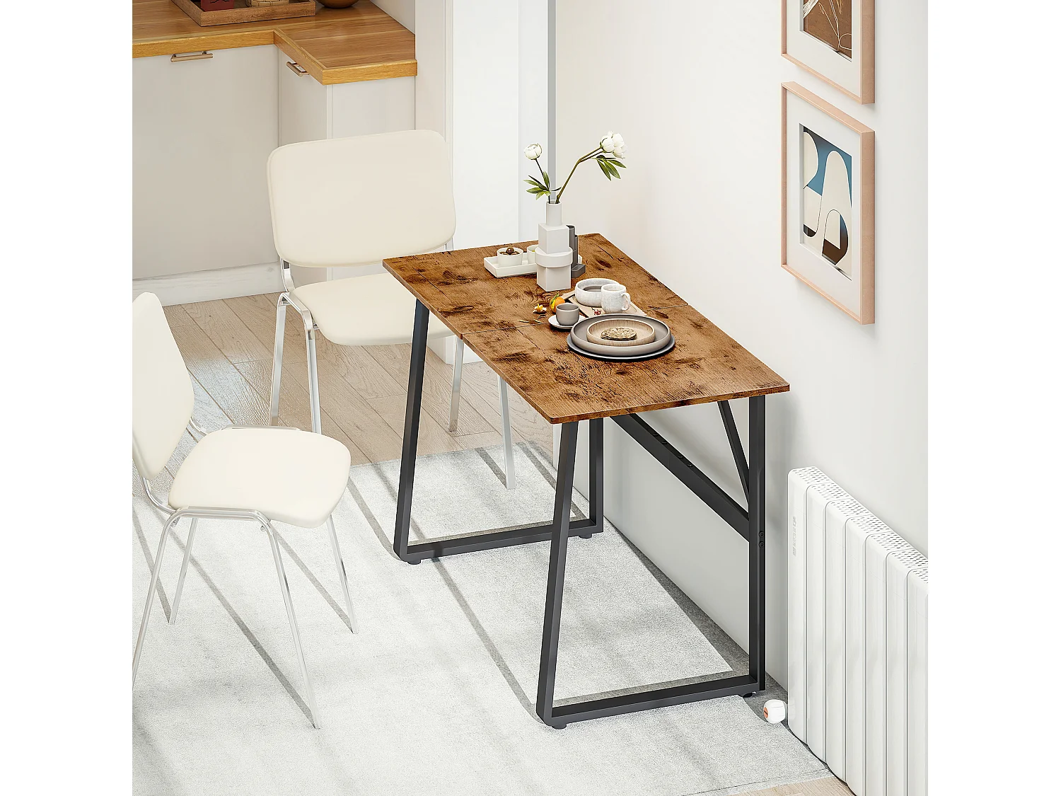 Scrivania per camera stile industriale in legno e acciaio nero marrone