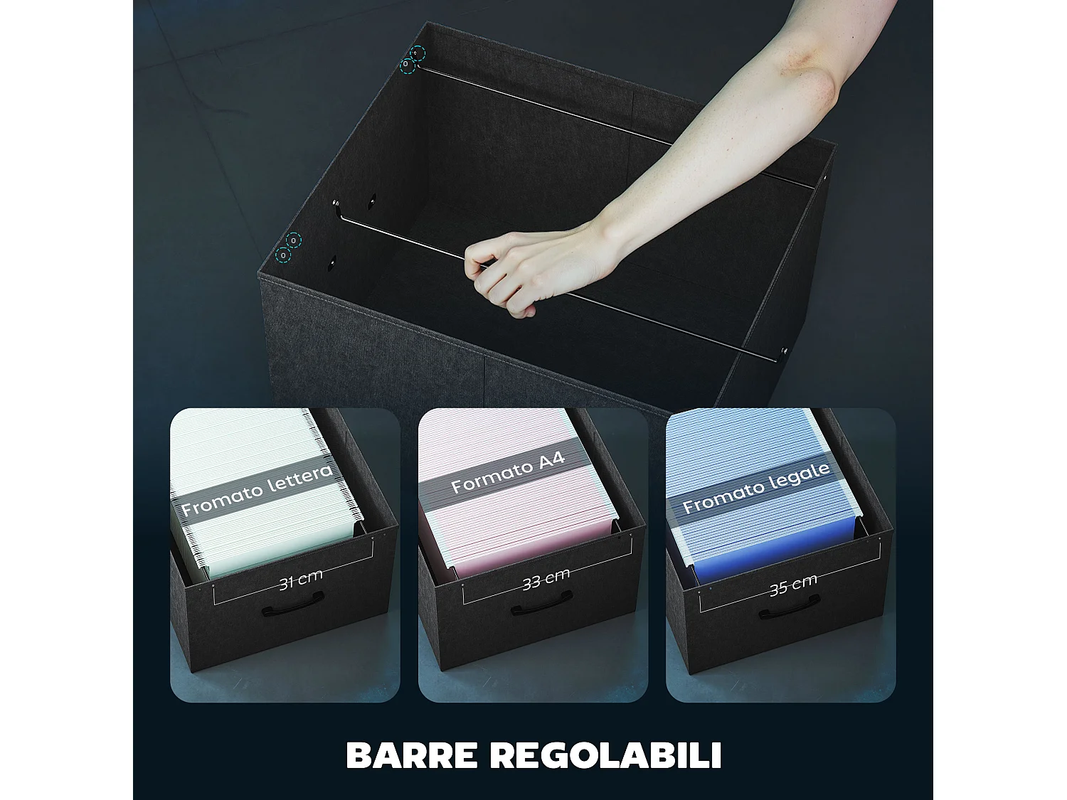 Scrivania gaming con spazi portaoggetti e 2 supporti monitor nero