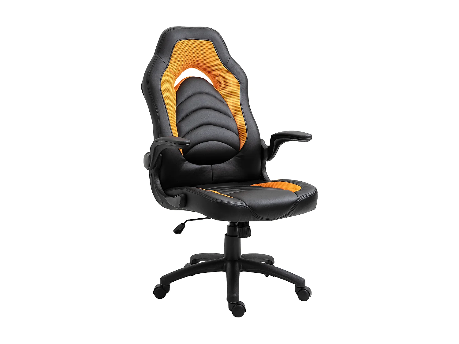 Poltrona gaming similpelle gialla braccioli pieghevoli