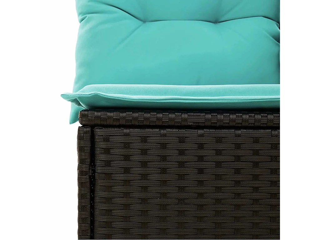 Set de muebles de jardín 5 piezas y cojines ratán sintético negro