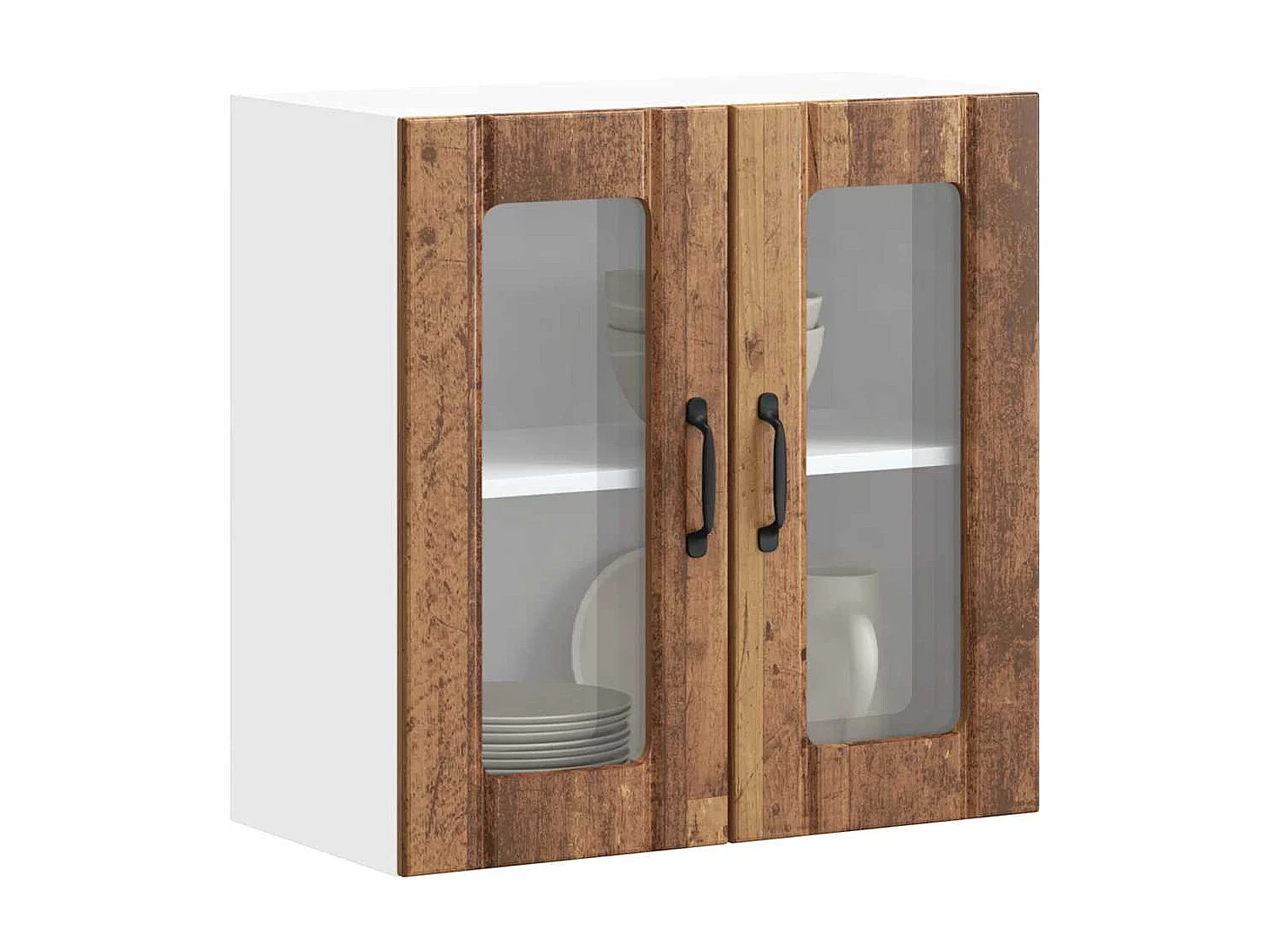 Meuble murale de cuisine avec porte vitrée Bois d'ingénierie ancien