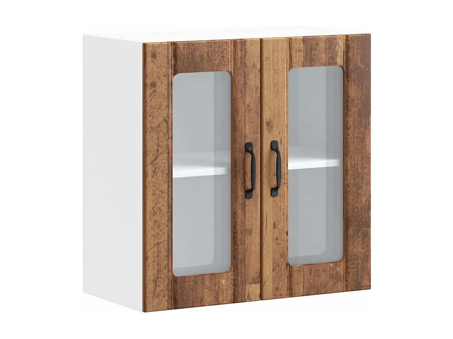 Meuble murale de cuisine avec porte vitrée Bois d'ingénierie ancien