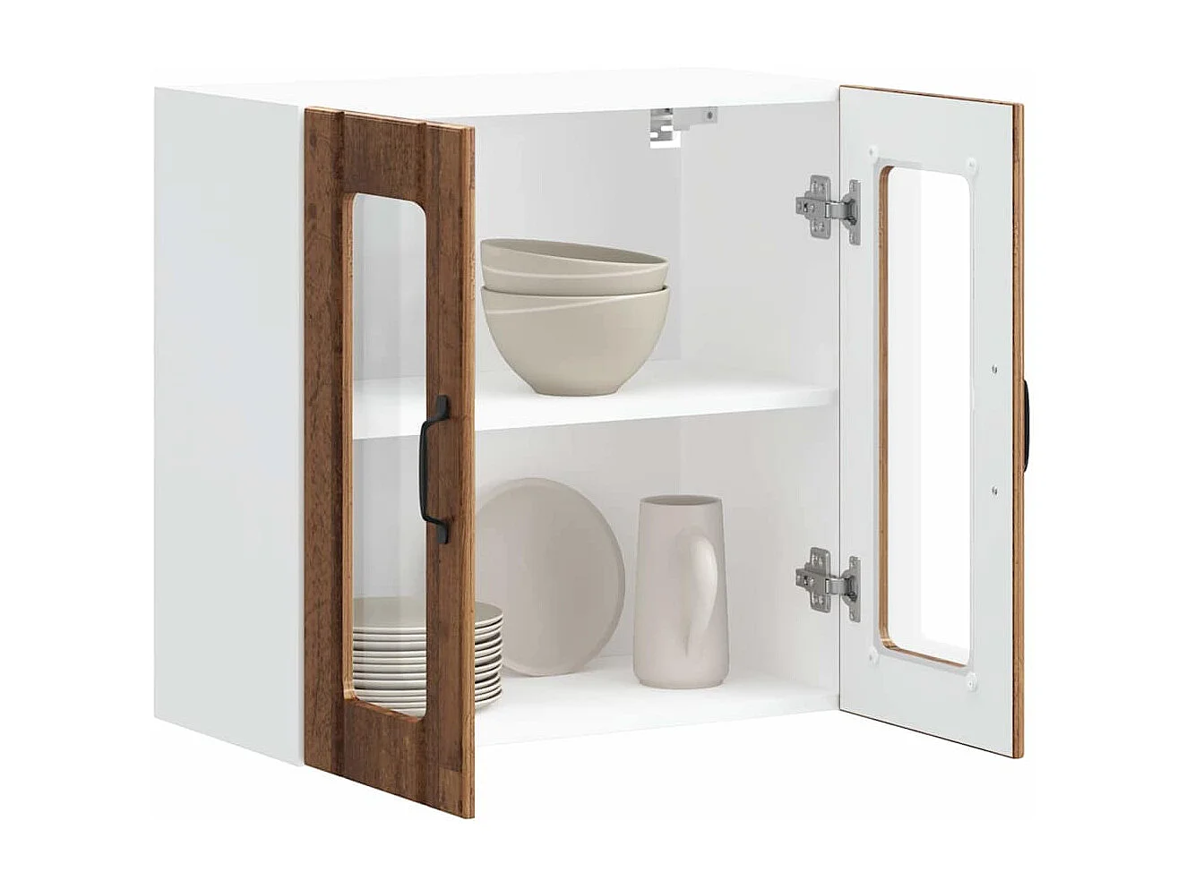 Meuble murale de cuisine avec porte vitrée Bois d'ingénierie ancien