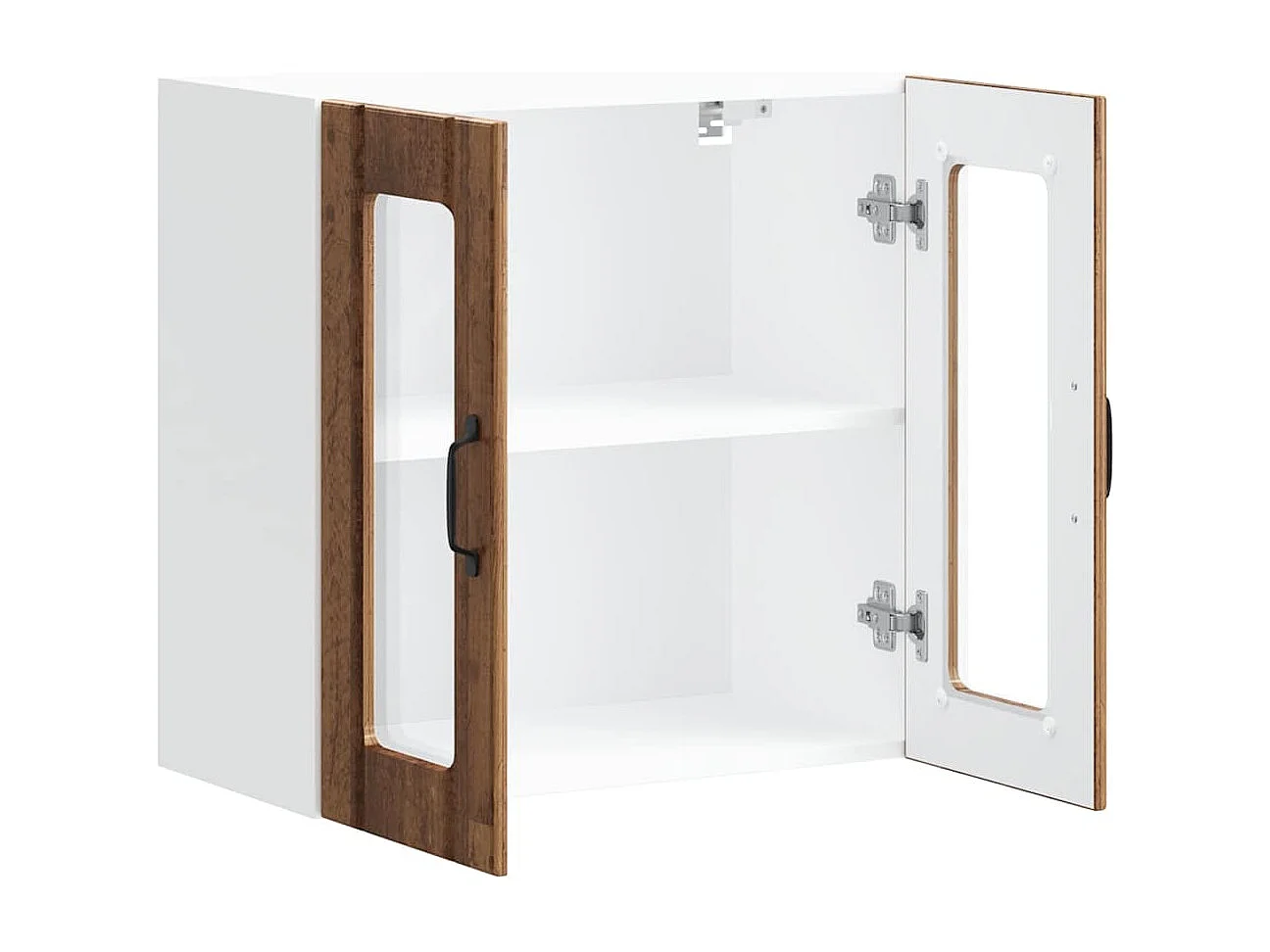 Meuble murale de cuisine avec porte vitrée Bois d'ingénierie ancien