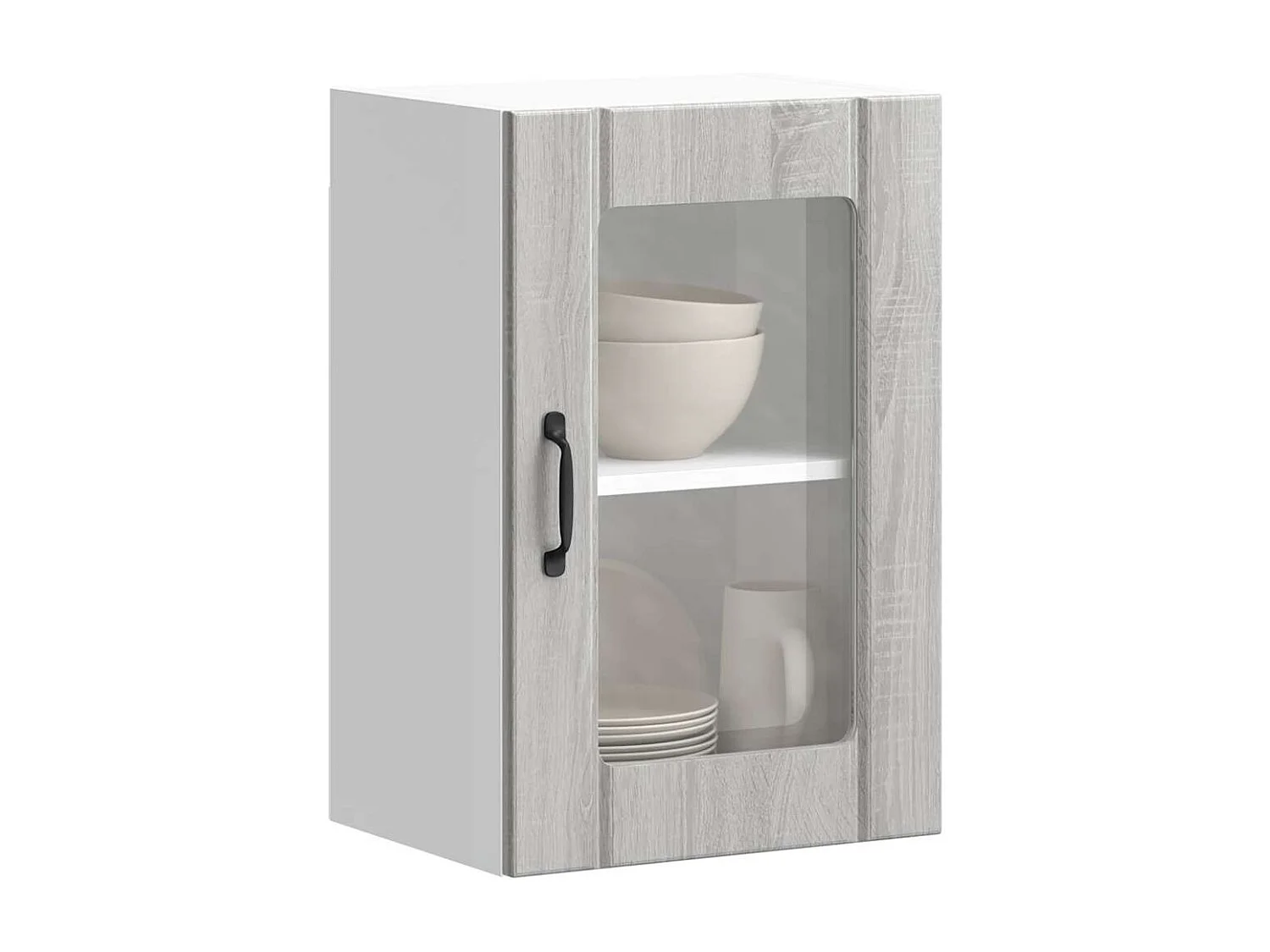 Meuble murale de cuisine avec porte en verre sonoma gris