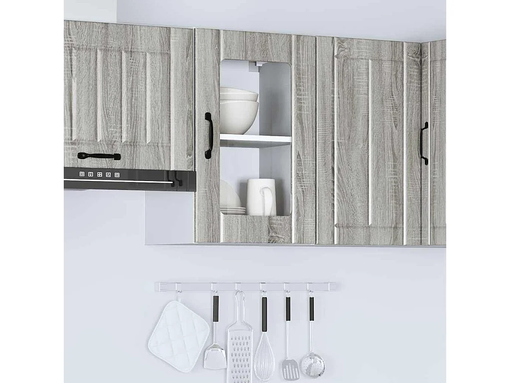 Meuble murale de cuisine avec porte en verre sonoma gris