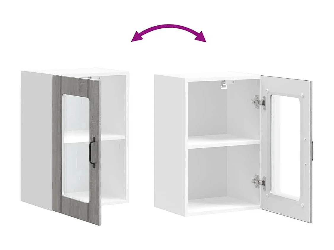 Meuble murale de cuisine avec porte en verre sonoma gris
