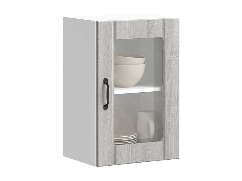 Meuble murale de cuisine avec porte en verre sonoma gris