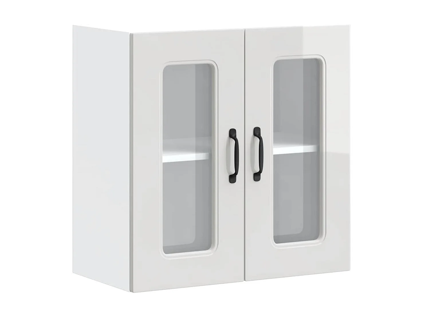 Meuble murale de cuisine avec porte vitrée Bois d'ingénierie blanc brillant