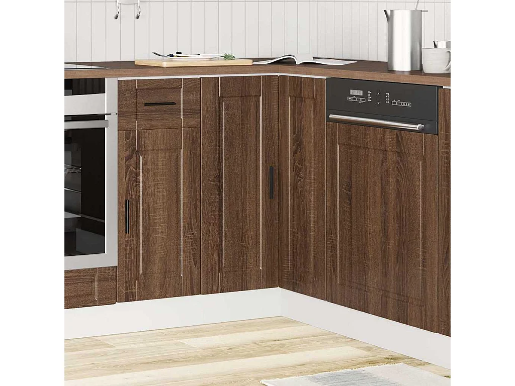 Meuble d'angle de cuisine chêne marron bois d'ingénierie