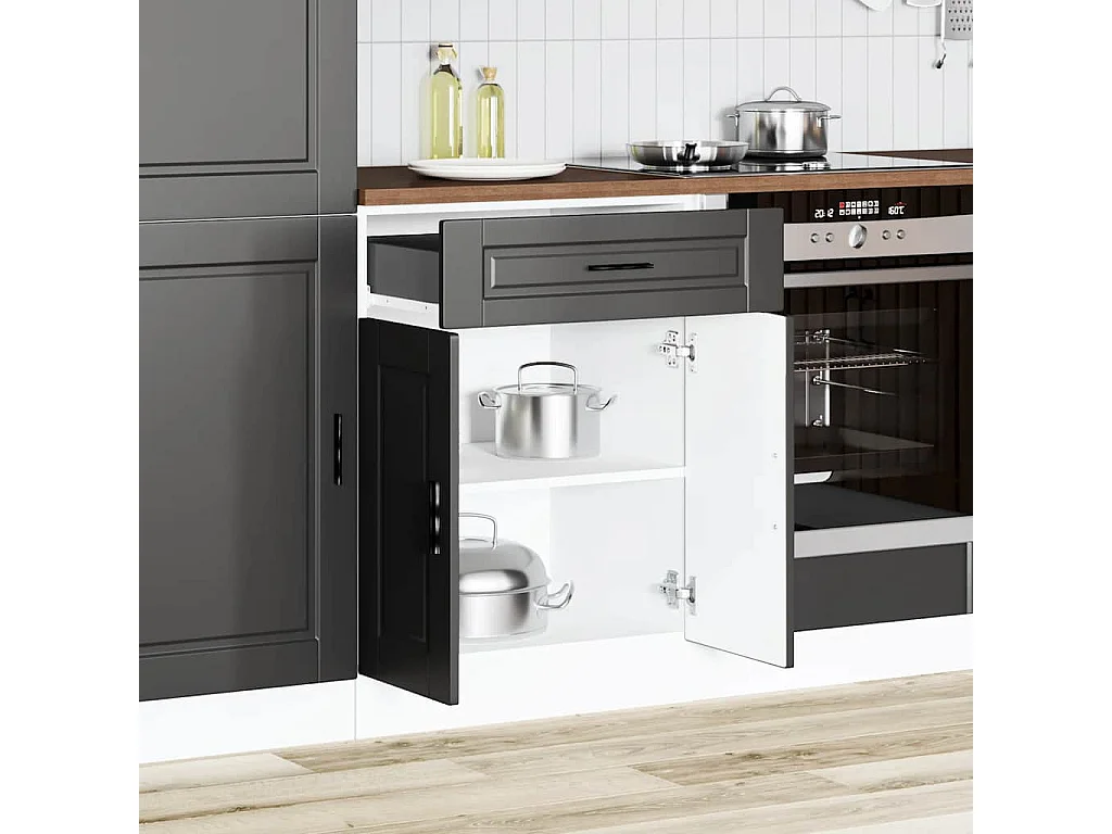 Meuble de cuisine noir bois d'ingénierie