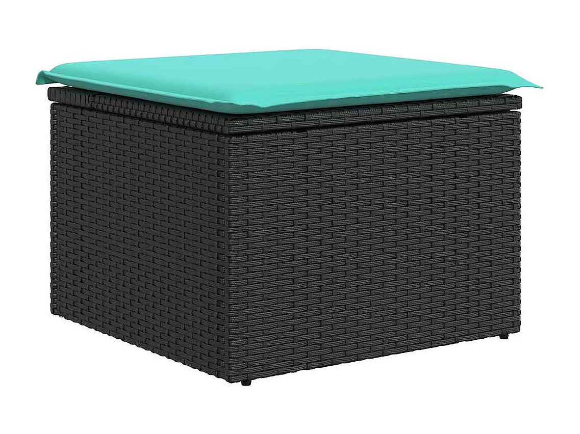 Set de sofás de jardín 6 piezas y cojines ratán sintético negro